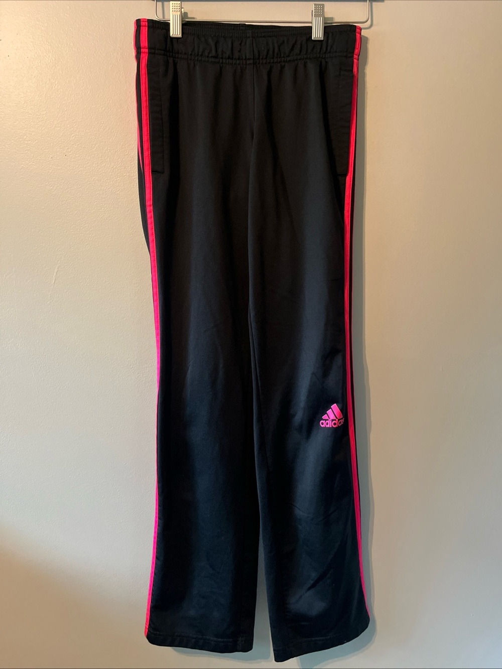 Women’s Adidas Jogger Sweatpants Black Pink Striped Size XS